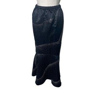 Custom Made Vintage Midi Sparkle Mermaid Skirt Size Large Black Glitter